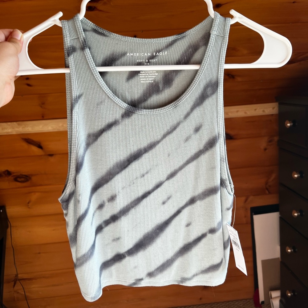 American Eagle Crop Top Tie Die Tank Top